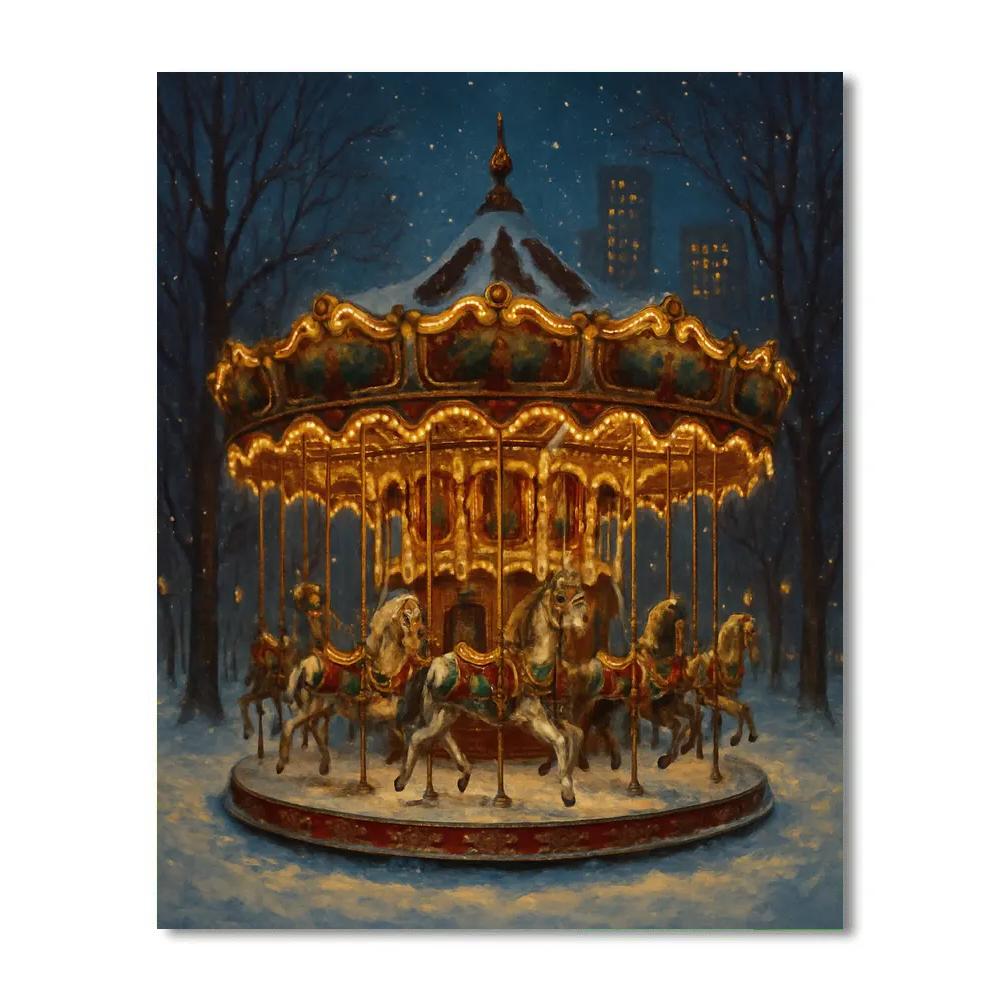 Midnight Christmas Carousel In The Park DIY paint by numbers