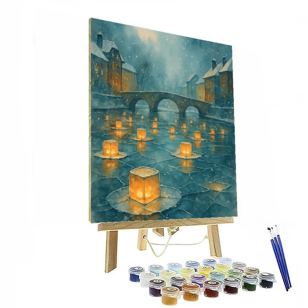 Christmas Lanterns On The Frozen Canal Numbered painting kits