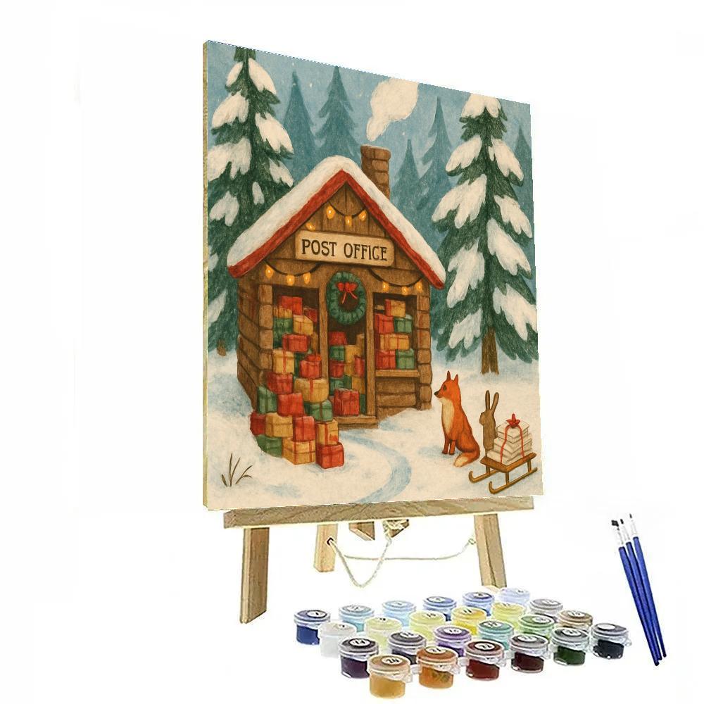 Christmas Post Office In The Woods Numbered painting kits