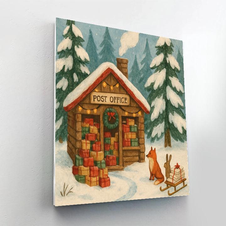 Christmas Post Office In The Woods Numbered painting kits