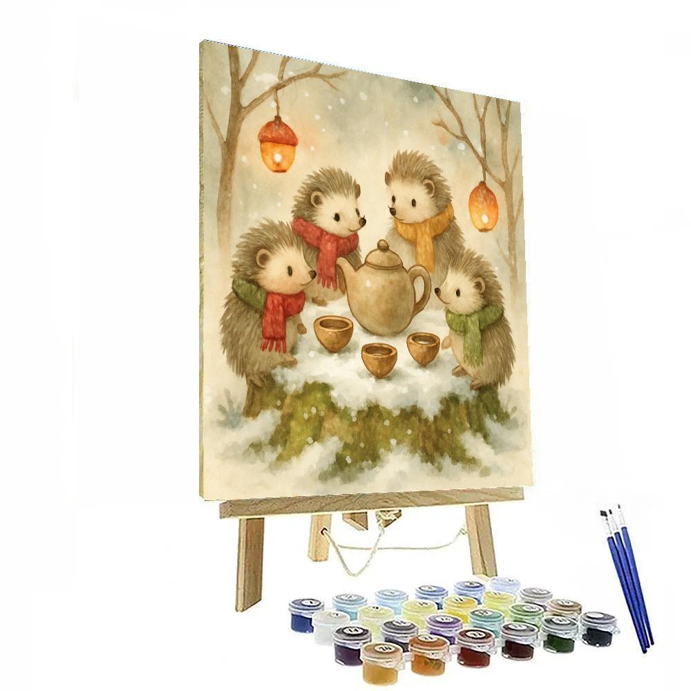 Christmas Hedgehog Tea Party Paint by numbers kits