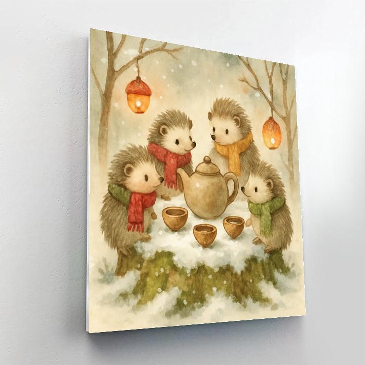 Christmas Hedgehog Tea Party Paint by numbers kits