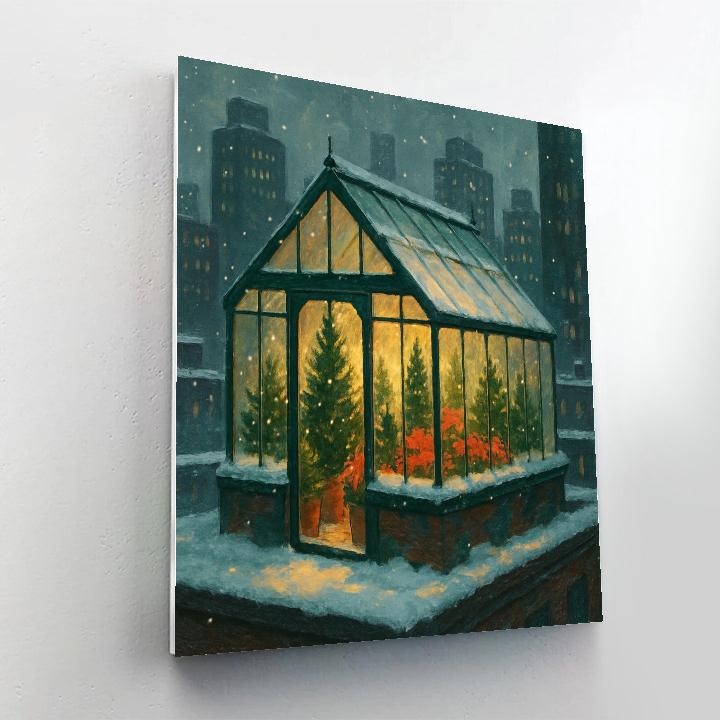 City Rooftop Christmas Greenhouse paint by numbers