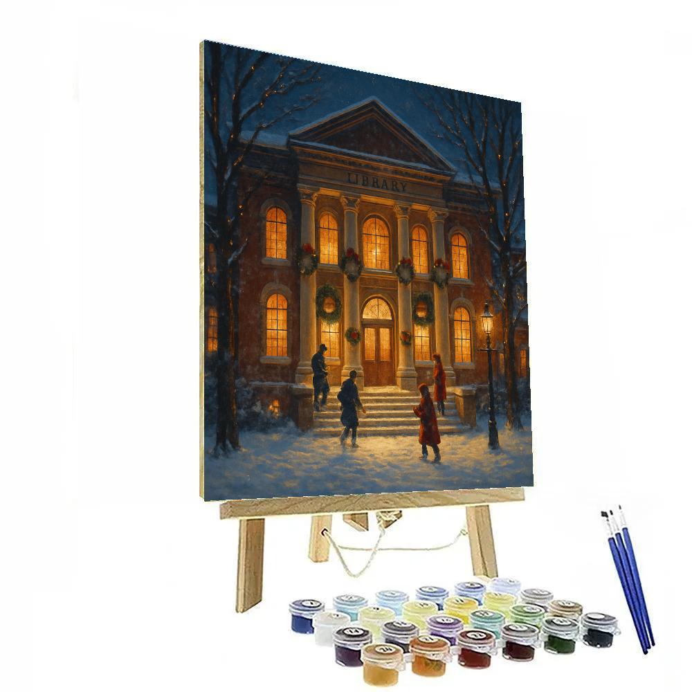 Christmas Library In The Snowbound Town DIY paint by numbers