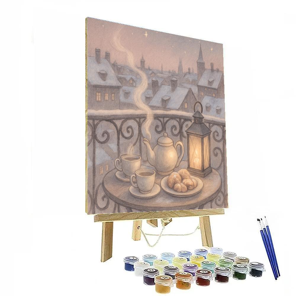 Christmas Tea On The Frozen Balcony Paint by numbers art