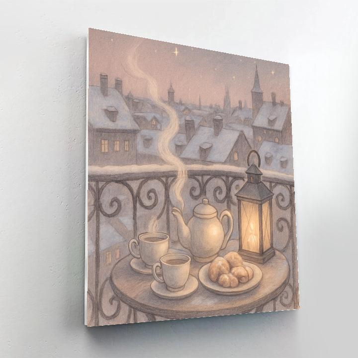 Christmas Tea On The Frozen Balcony Paint by numbers art