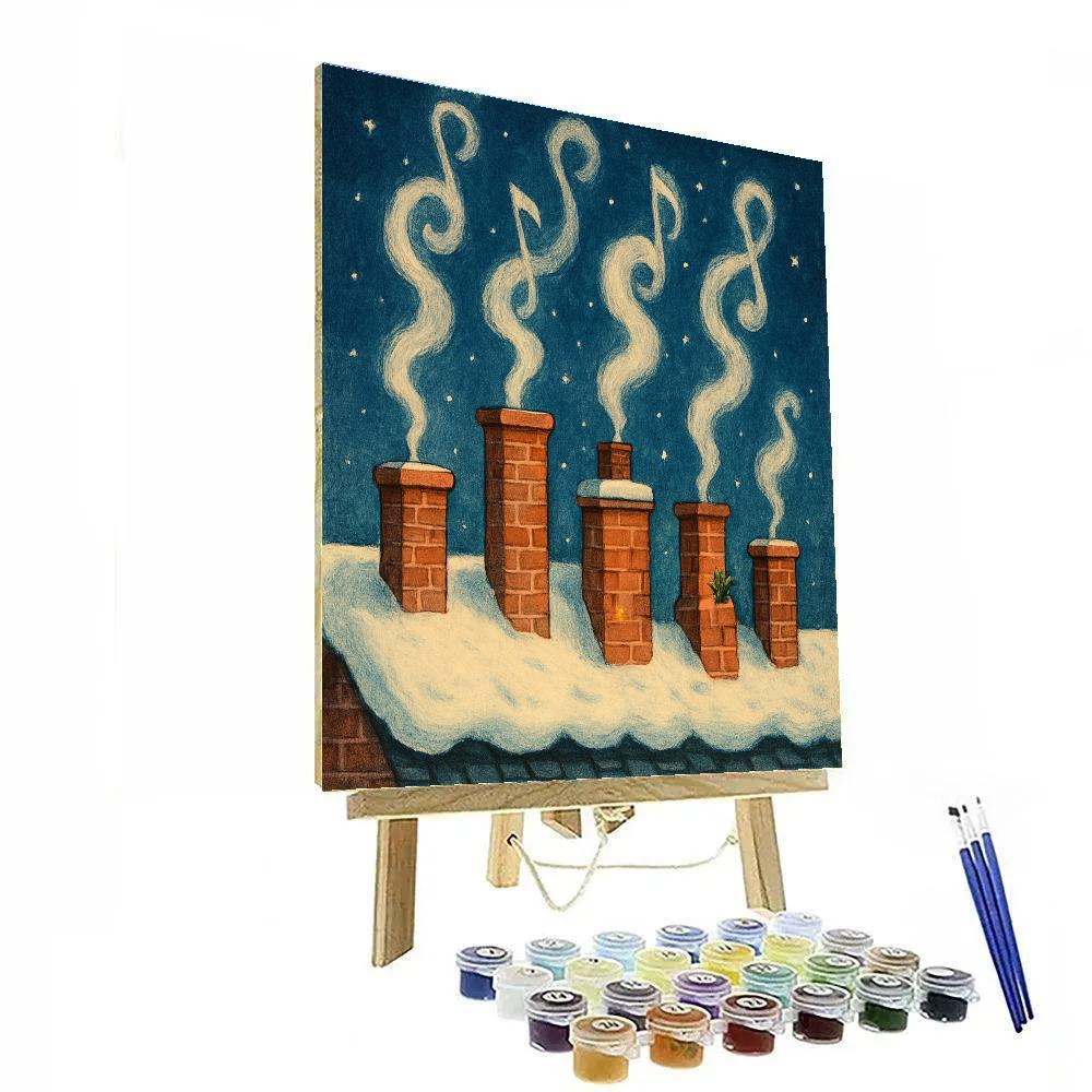 Christmas Choir Of Snowy Chimneys DIY paint by numbers