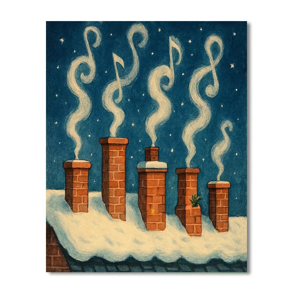 Christmas Choir Of Snowy Chimneys DIY paint by numbers