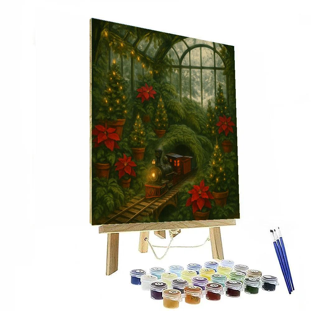 Christmas Garden Greenhouse Train Numbered painting kits