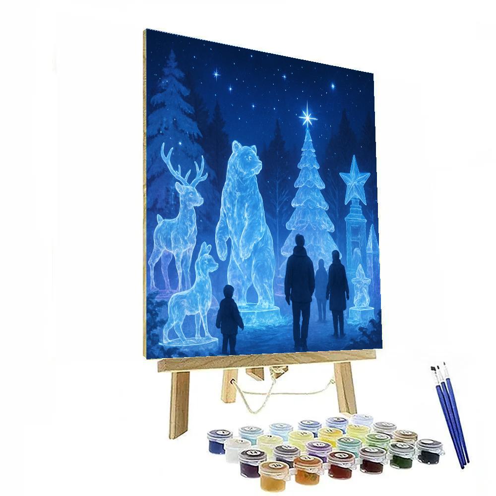 Christmas Ice Sculpture Garden At Night painting number kit