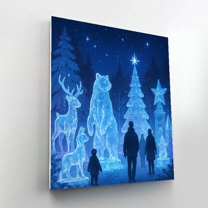 Christmas Ice Sculpture Garden At Night painting number kit