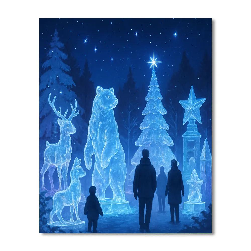 Christmas Ice Sculpture Garden At Night painting number kit