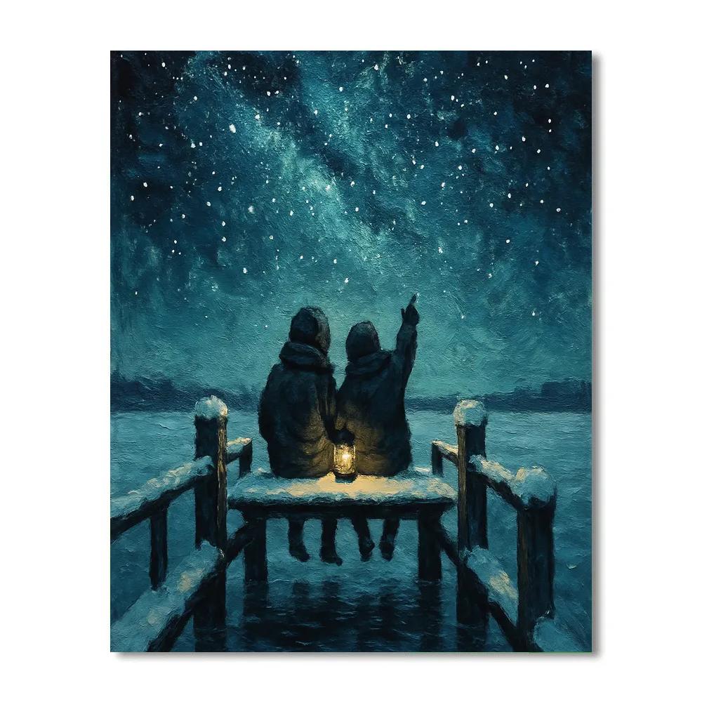 Christmas Stargazing From The Frozen Pier Numbered painting kits