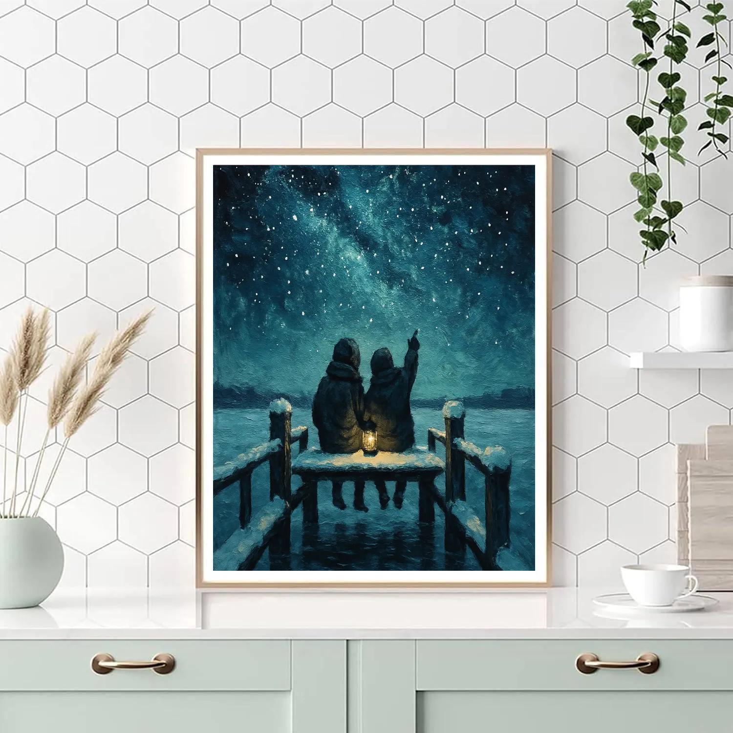 Christmas Stargazing From The Frozen Pier Numbered painting kits