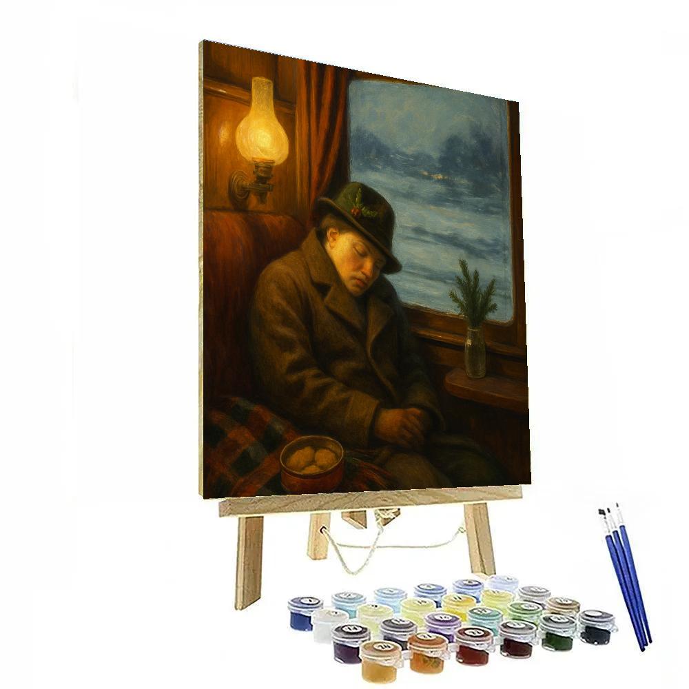 Cozy Train Compartment On Christmas Eve Paint by numbers kits