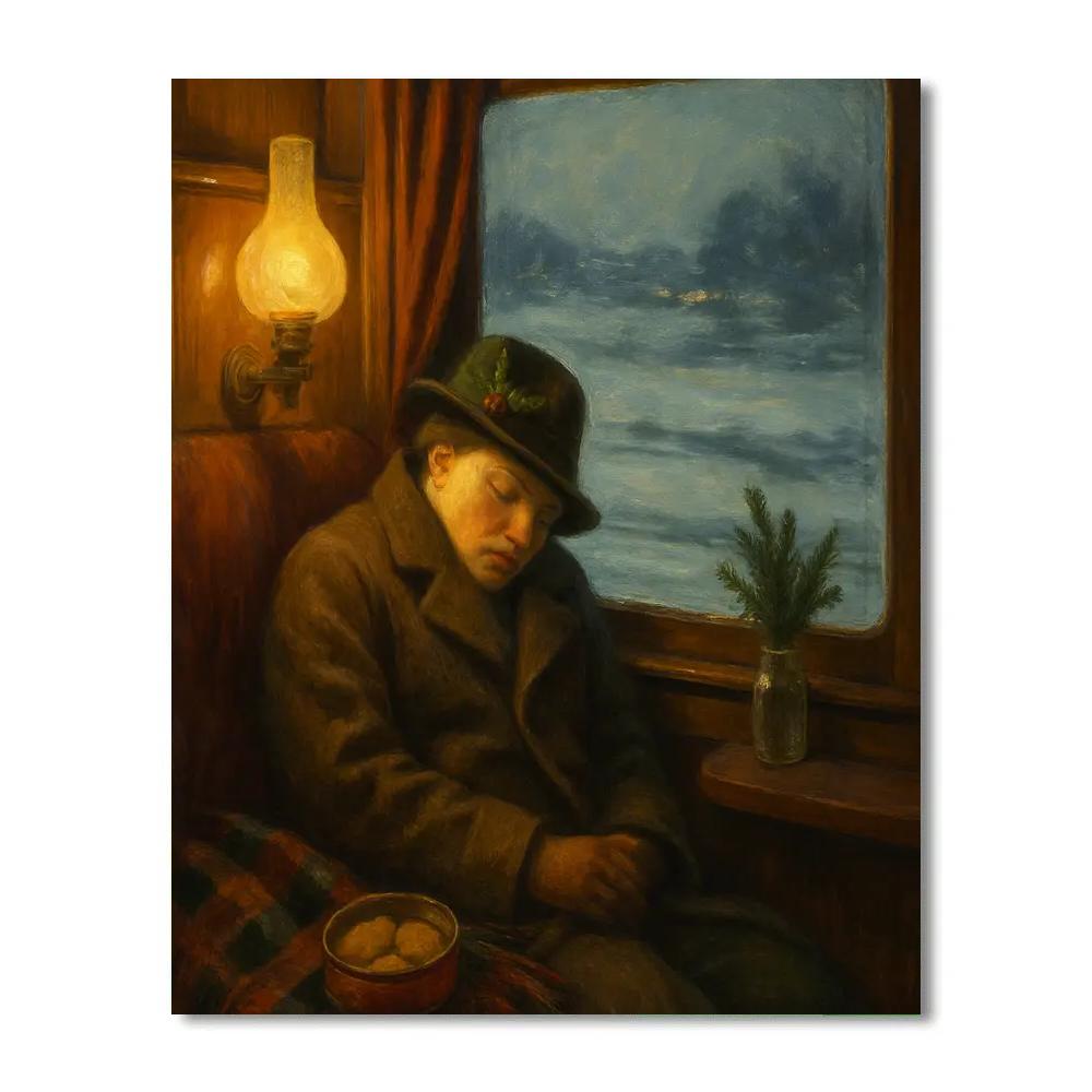 Cozy Train Compartment On Christmas Eve Paint by numbers kits