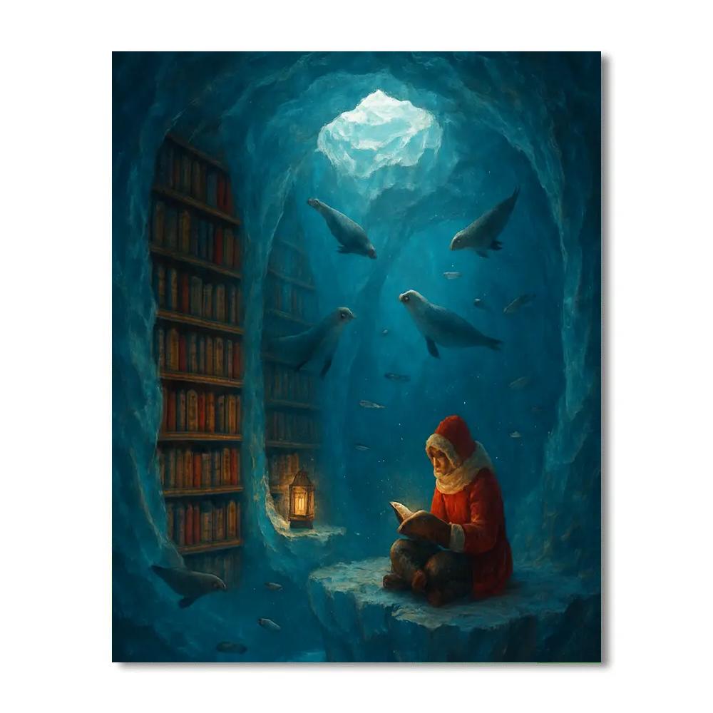 Christmas Polar Library Beneath The Ice Painting by numbers kit