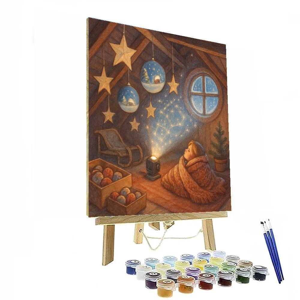 Christmas Attic Planetarium Of Paper Stars Paint by numbers art
