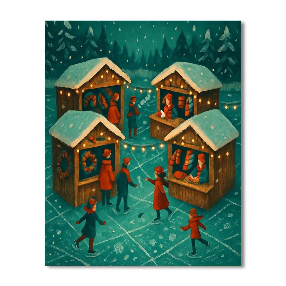 Holiday Market On The Frozen Lake paint by numbers