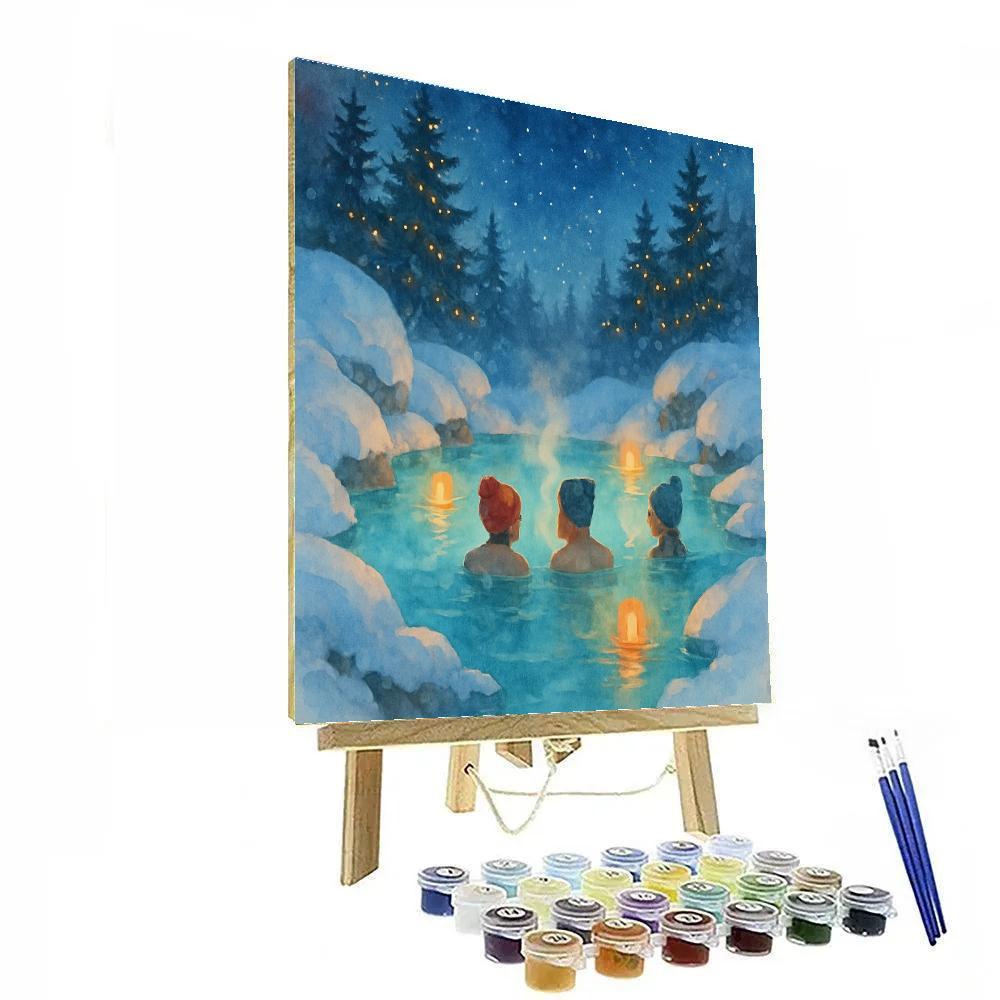 Christmas Hot Spring In The Snowy Valley painting number kit
