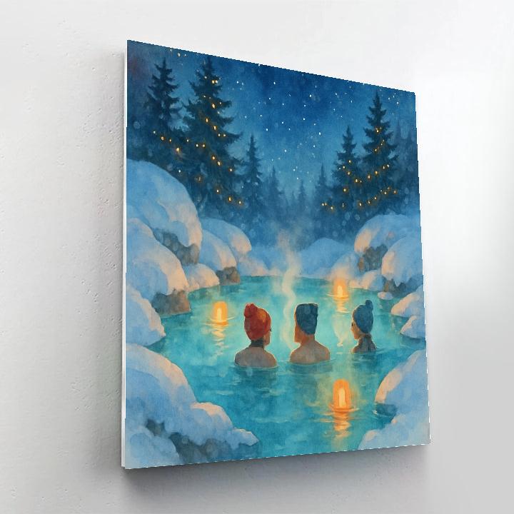 Christmas Hot Spring In The Snowy Valley painting number kit