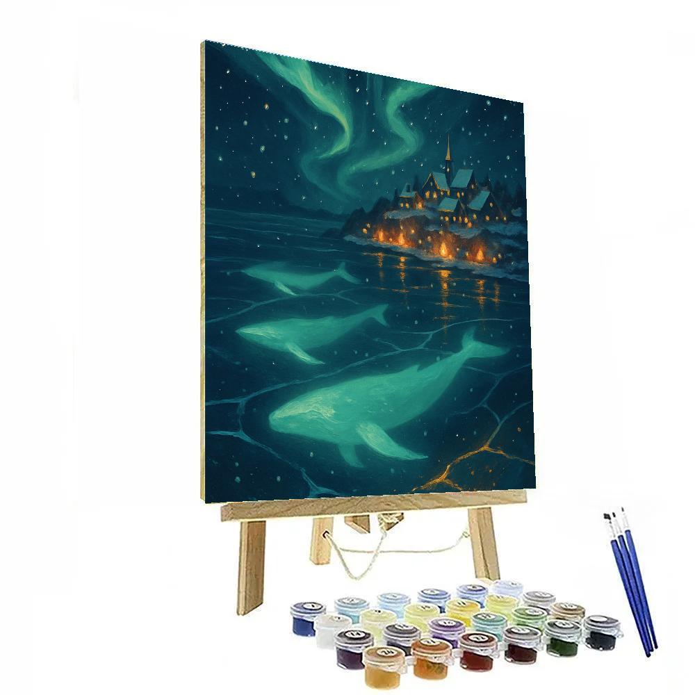 Christmas Polar Night Whale Lights Painting by numbers kit