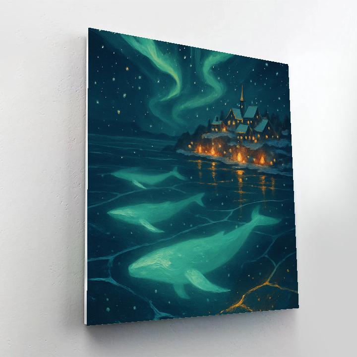Christmas Polar Night Whale Lights Painting by numbers kit