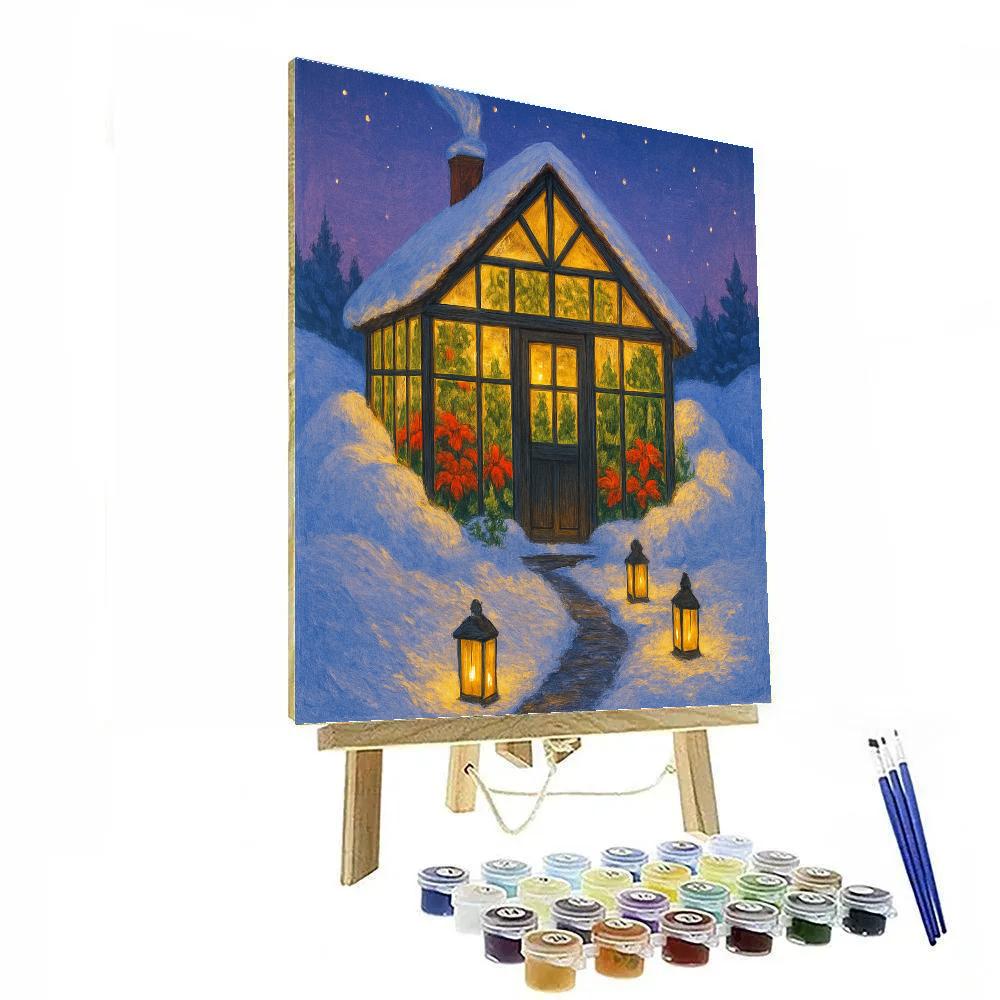 Christmas Greenhouse Cottage In The Snowdrift Paint by numbers kits