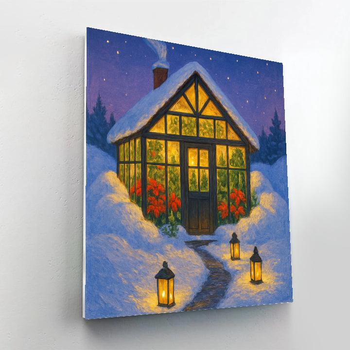 Christmas Greenhouse Cottage In The Snowdrift Paint by numbers kits
