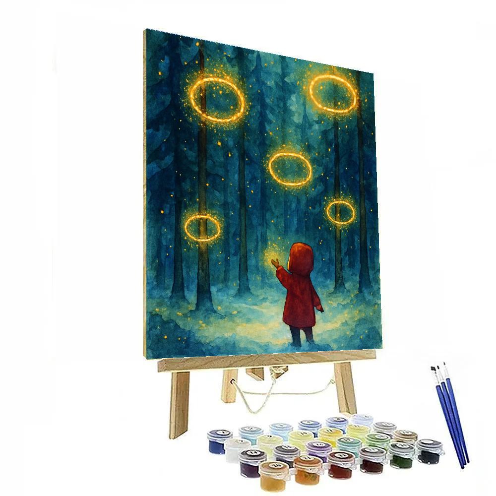 Christmas Firefly Forest With Snowy Fire Rings paint by numbers