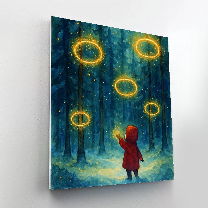 Christmas Firefly Forest With Snowy Fire Rings paint by numbers