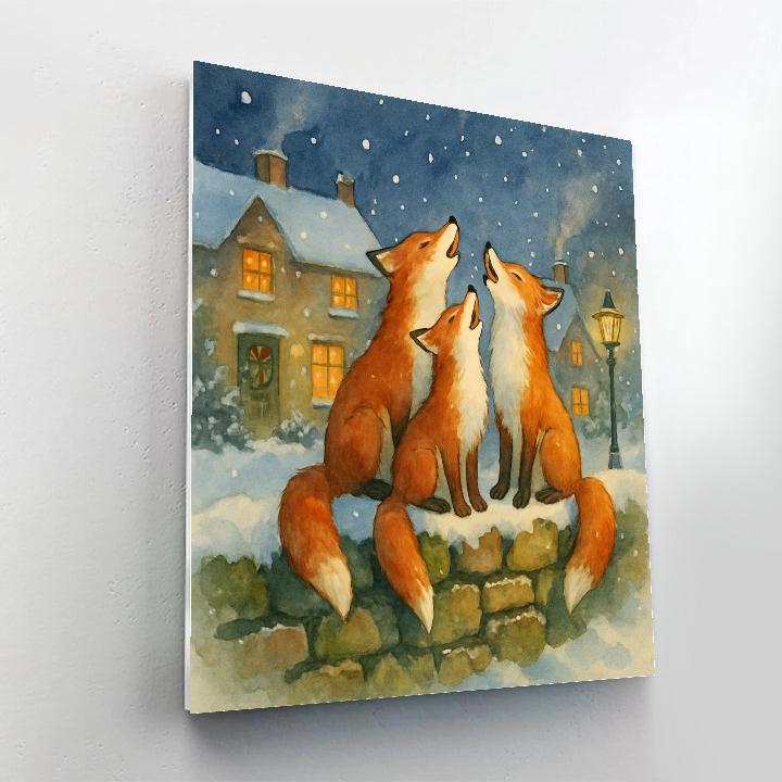 Christmas Carol Foxes On The Stone Wall Paint by numbers art
