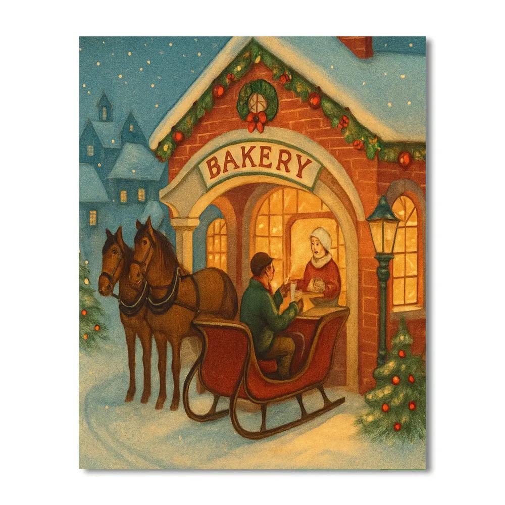 Christmas Bakery Sleigh Drive Through paint by number