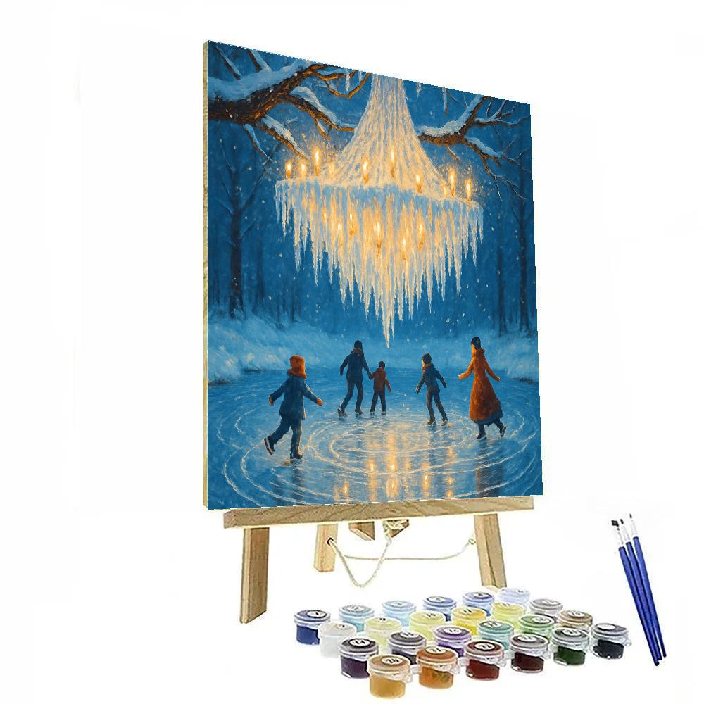 Christmas Icicle Chandelier Over The Frozen Pond Numbered painting kits