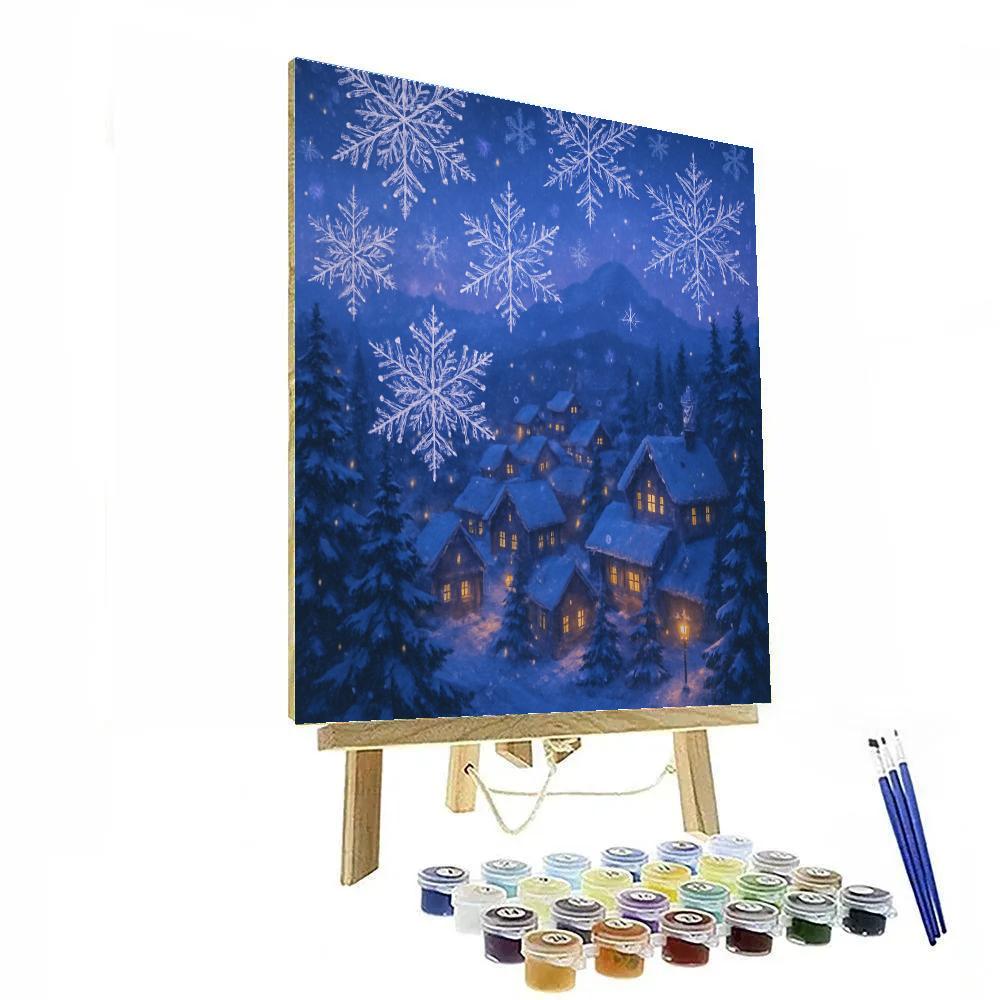 Snowflake Tapestry Over The Mountain Village paint by number