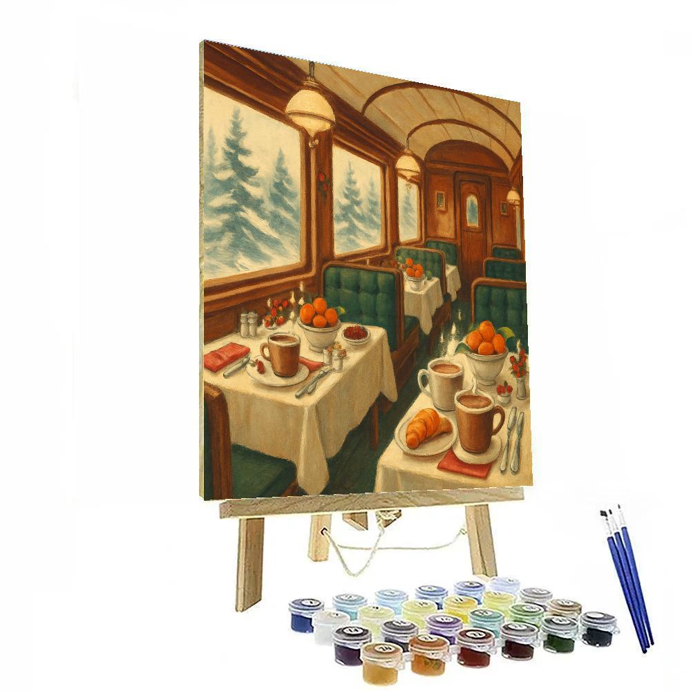 Christmas Breakfast Car On The Snow Express Numbered painting kits