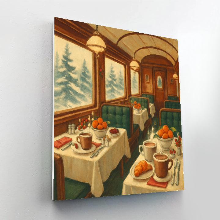 Christmas Breakfast Car On The Snow Express Numbered painting kits