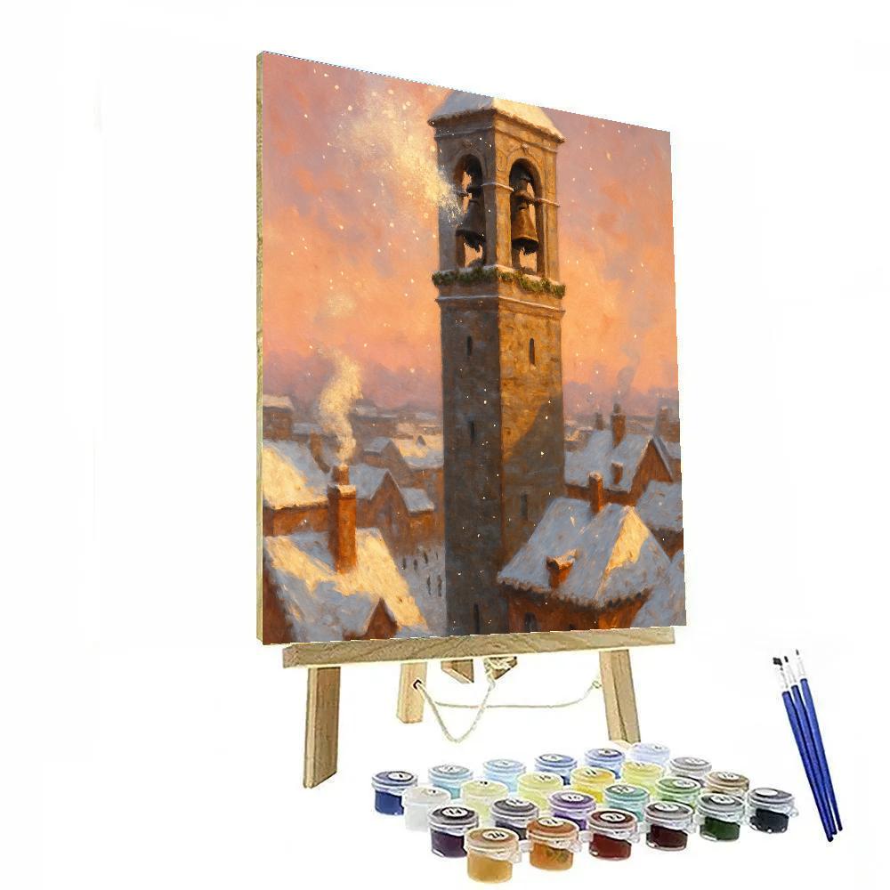 Christmas Bell Tower Above The Frozen City Paint by numbers kits