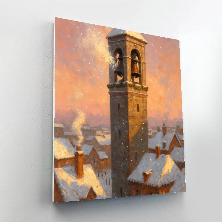 Christmas Bell Tower Above The Frozen City Paint by numbers kits