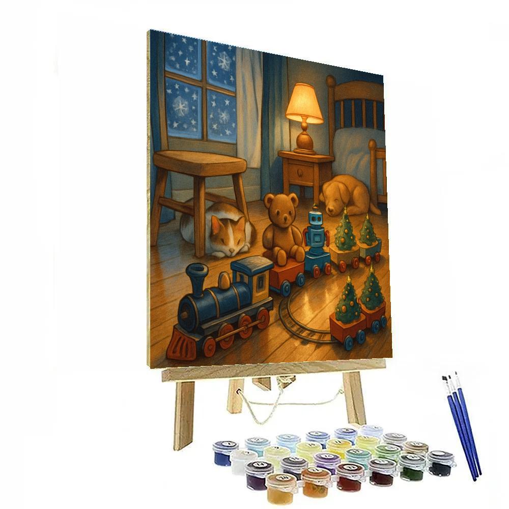 Christmas Train Of Toys Through The Nursery Paint by numbers art