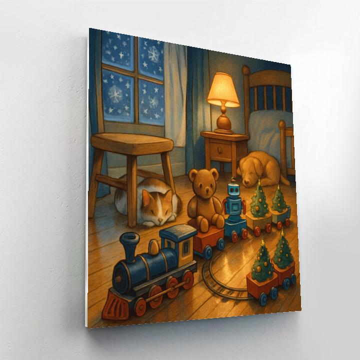 Christmas Train Of Toys Through The Nursery Paint by numbers art