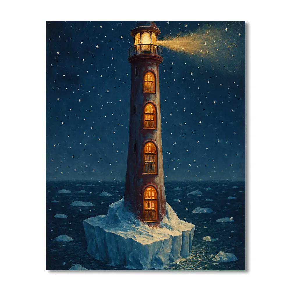 Christmas Lighthouse Library On The Iceberg DIY paint by numbers
