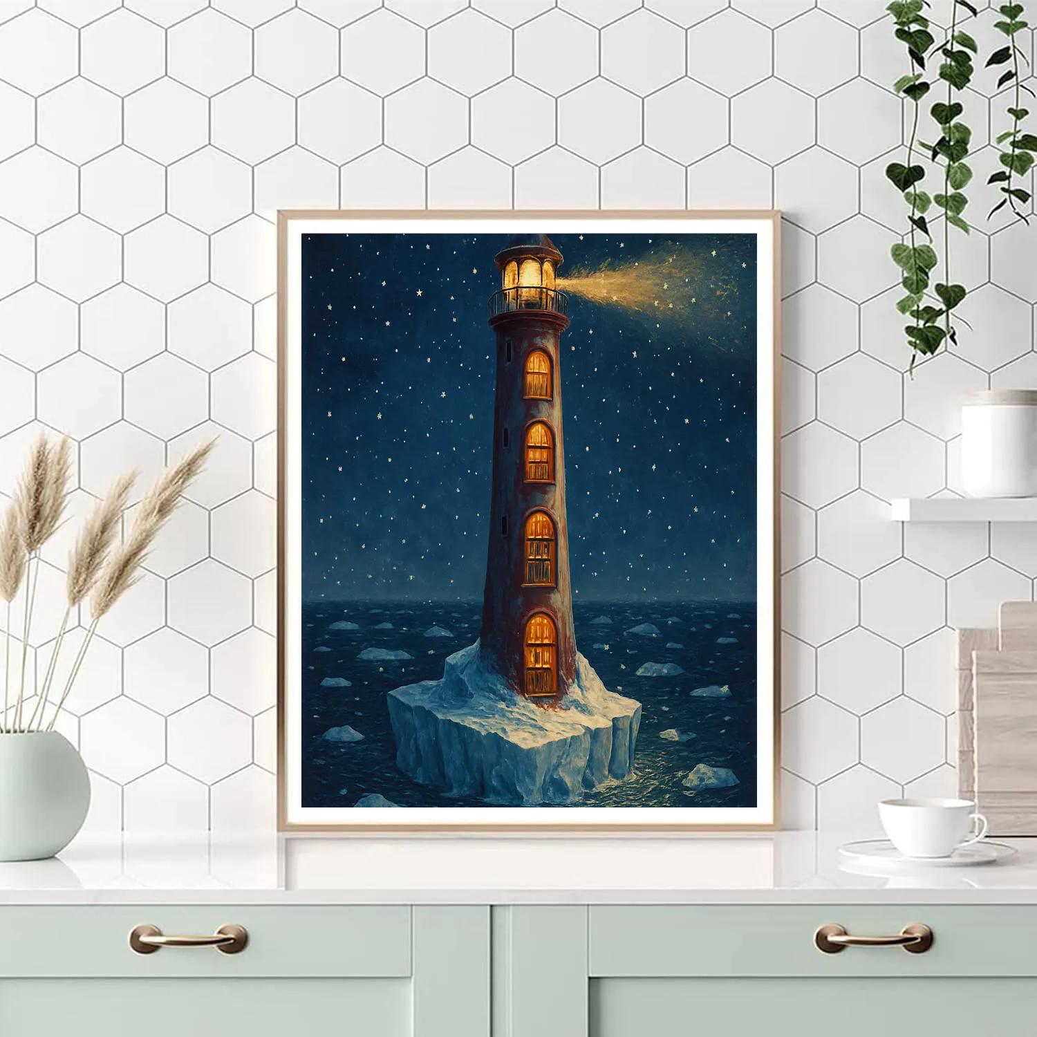 Christmas Lighthouse Library On The Iceberg DIY paint by numbers