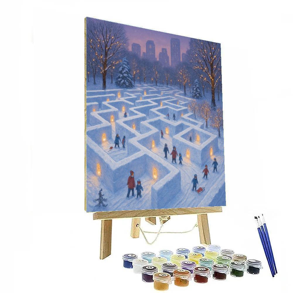 Christmas Snow Lantern Maze In The Park Paint by numbers kits