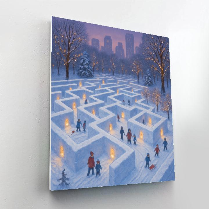 Christmas Snow Lantern Maze In The Park Paint by numbers kits