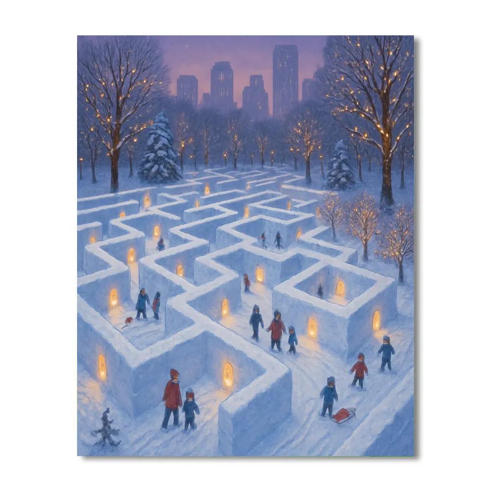 Christmas Snow Lantern Maze In The Park Paint by numbers kits