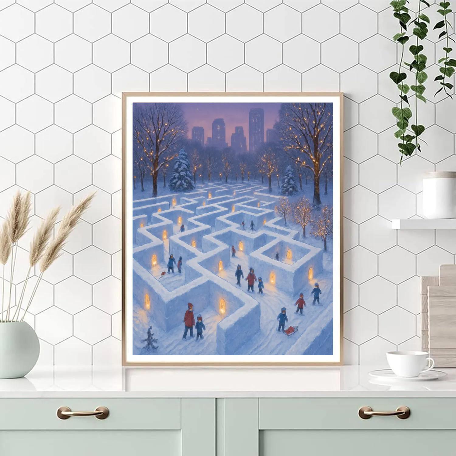 Christmas Snow Lantern Maze In The Park Paint by numbers kits
