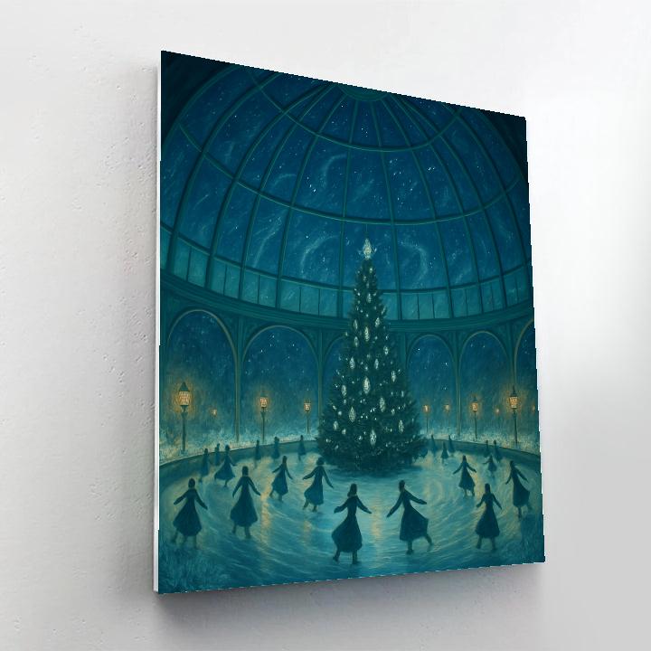 Christmas Ice Rink Beneath The Glass Dome paint by numbers