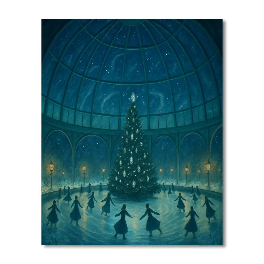 Christmas Ice Rink Beneath The Glass Dome paint by numbers