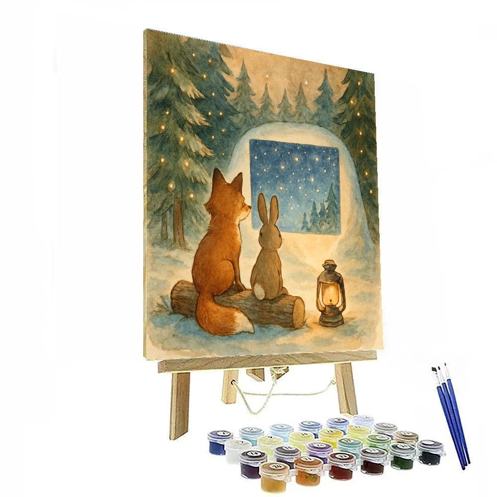 Christmas Fox And Rabbit Snow Cinema Number painting